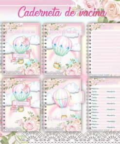 Caderneta de Vacinação Balão Rosa