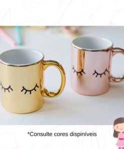 Caneca de Porcelana Cromada