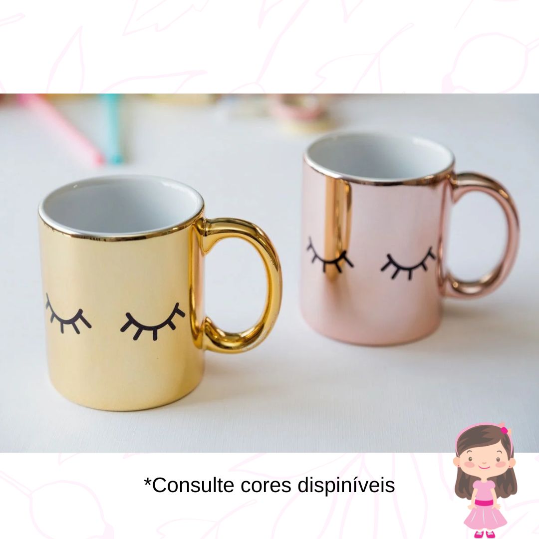 Caneca de Porcelana Cromada