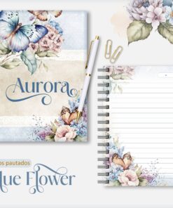 Caderno Personalizado Blue Flower 02 - 100 folhas