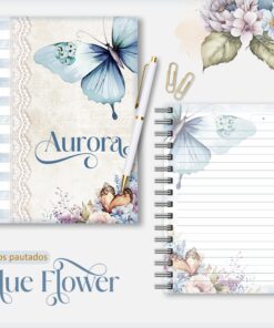 Caderno Personalizado Blue Flower 04 - 100 folhas