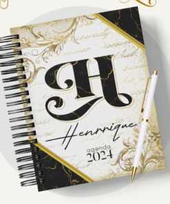 Agenda Preto e Dourado Masculina
