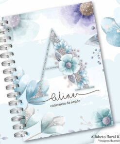 Caderneta de Saúde Alfabeto floral azul Menina RF001