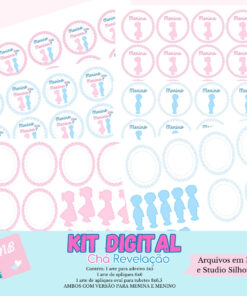 Arquivo Digital Chá Revelação Azul e Rosa