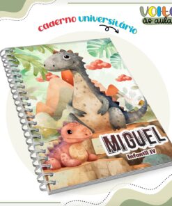 Caderno Tamanho Universitário Personalizado 96 folhas - Dinossauros