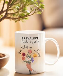 Caneca de Porcelana - Mães - Mãe é o amor que prevalece lindo e forte