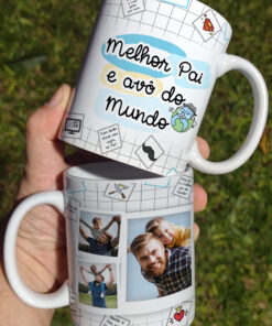 Caneca de Porcelana Pais - Melhor Pai e Avô do Mundo