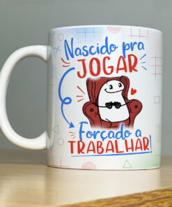 Caneca de Porcelana Pais - Nascido para Jogar, Forçado a Trabalhar 2