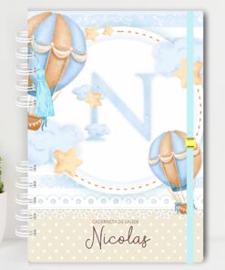 Caderneta de Saúde Monograma Balão Menino