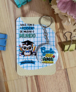 Chaveiro Botton dia dos Professores com card - Gente que ama ensinar