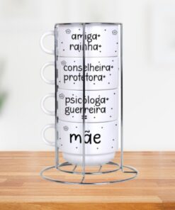 Kit Torre de 4 Xícaras 150ml c/Suporte de Metal