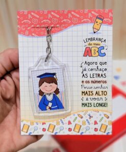Lembrança Formatura ABC- 10 Cards Chaveiro de Acrílico