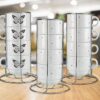 Kit Torre de 4 Xícaras 150ml c/Suporte de Metal  - Borboletas