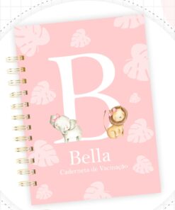 Caderneta de Saúde - Safari Rosa com Alfabeto