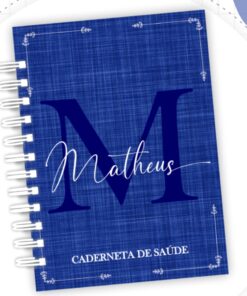 Caderneta de Saúde - Linho Azul Escuro com Alfabeto