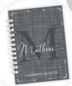 Caderneta de Saúde - Linho Cinza com Alfabeto