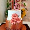 Topo de Bolo 15 anos com 3 rosas