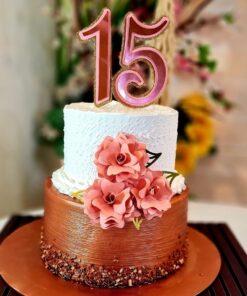 Topo de Bolo 15 anos com 3 rosas