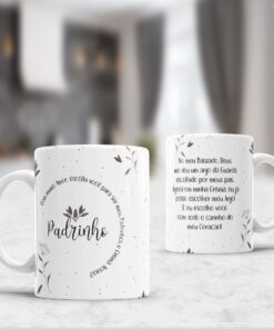 Caneca de Porcelana - Padrinhos de Crisma ou Batizado