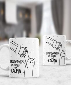 Caneca de Porcelana - Flork Divertidas - Resolvendo as Coisas com Calma