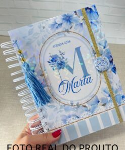 Alternative view of Agenda Personalizada Floral Alfabeto Azul