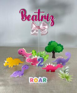 Topo de Bolo Dinossauro Menina