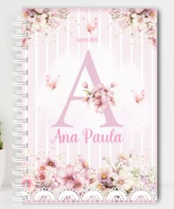 Agenda Personalizada Floral Alfabeto Rosa