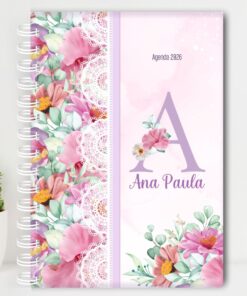Agenda Personalizada Floral Alfabeto Lilás