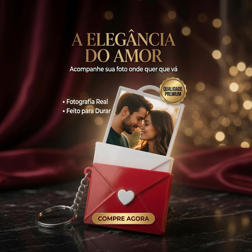 Chaveiro Envelope com Foto Personalizada Grátis