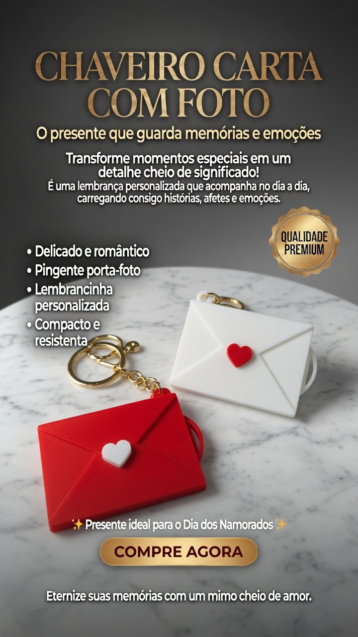 Chaveiro Envelope com Foto Personalizada Grátis - Imagem 3