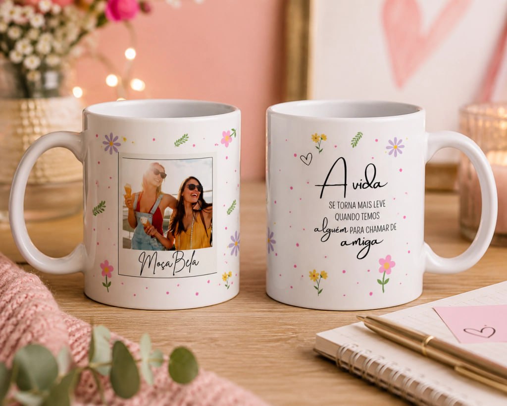 Caneca de Porcelana - Amizade com foto 02